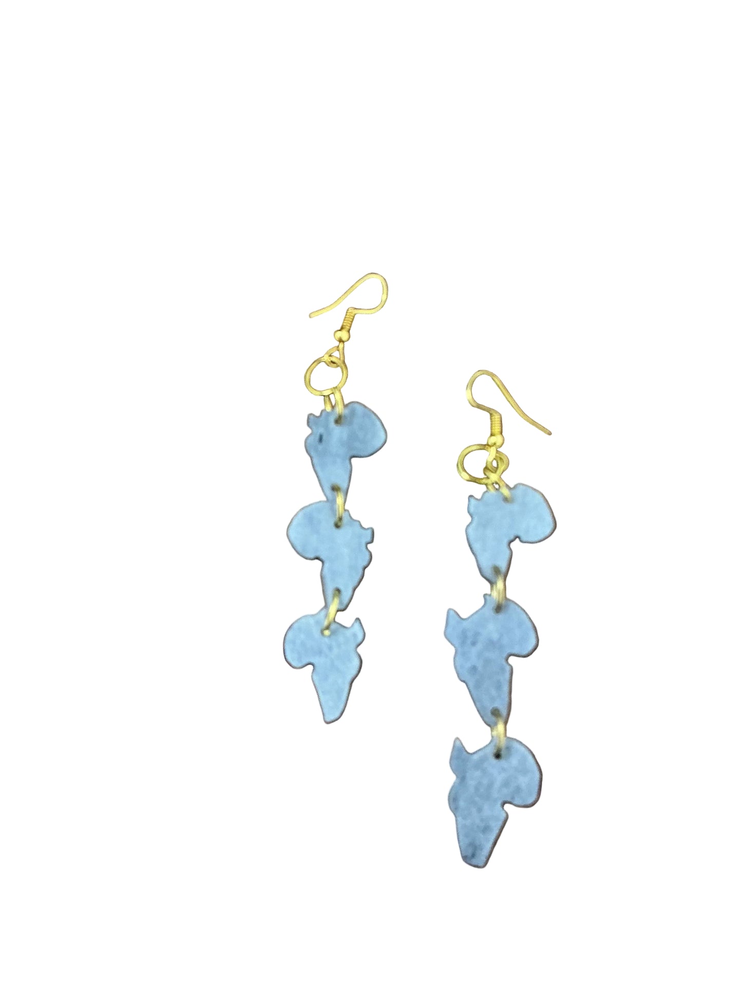 Brass and Bone Africa Map Drop Earrings (Gray)