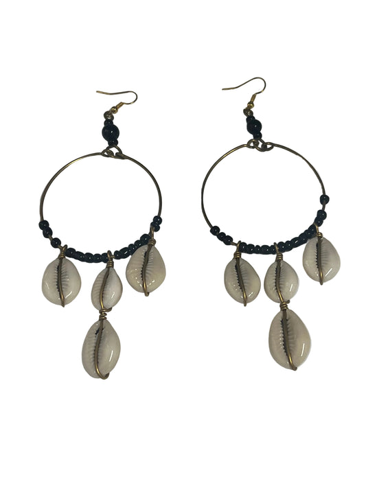 Cowrie Cascade Hoop Earrings