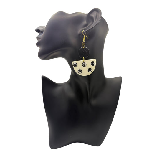 Ebony & Ivory Circle Drop Earrings