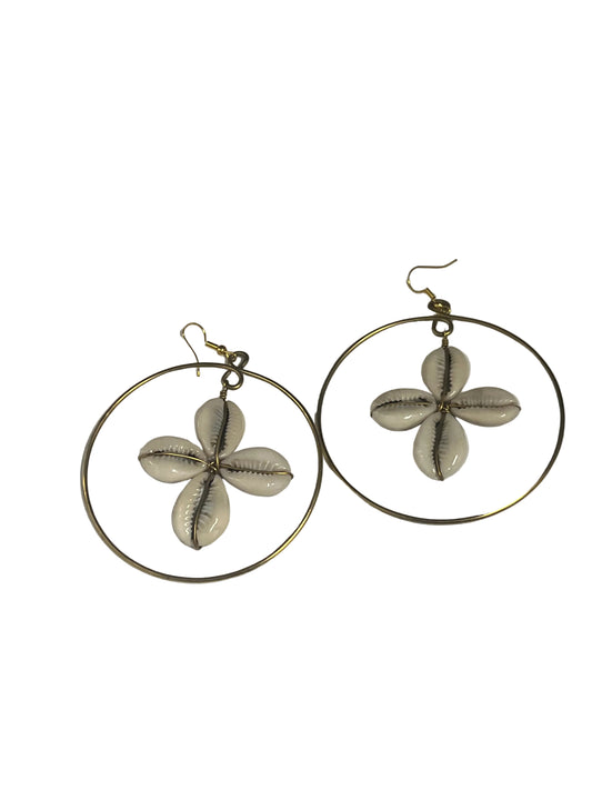 Cowrie Blossom Hoop Earrings