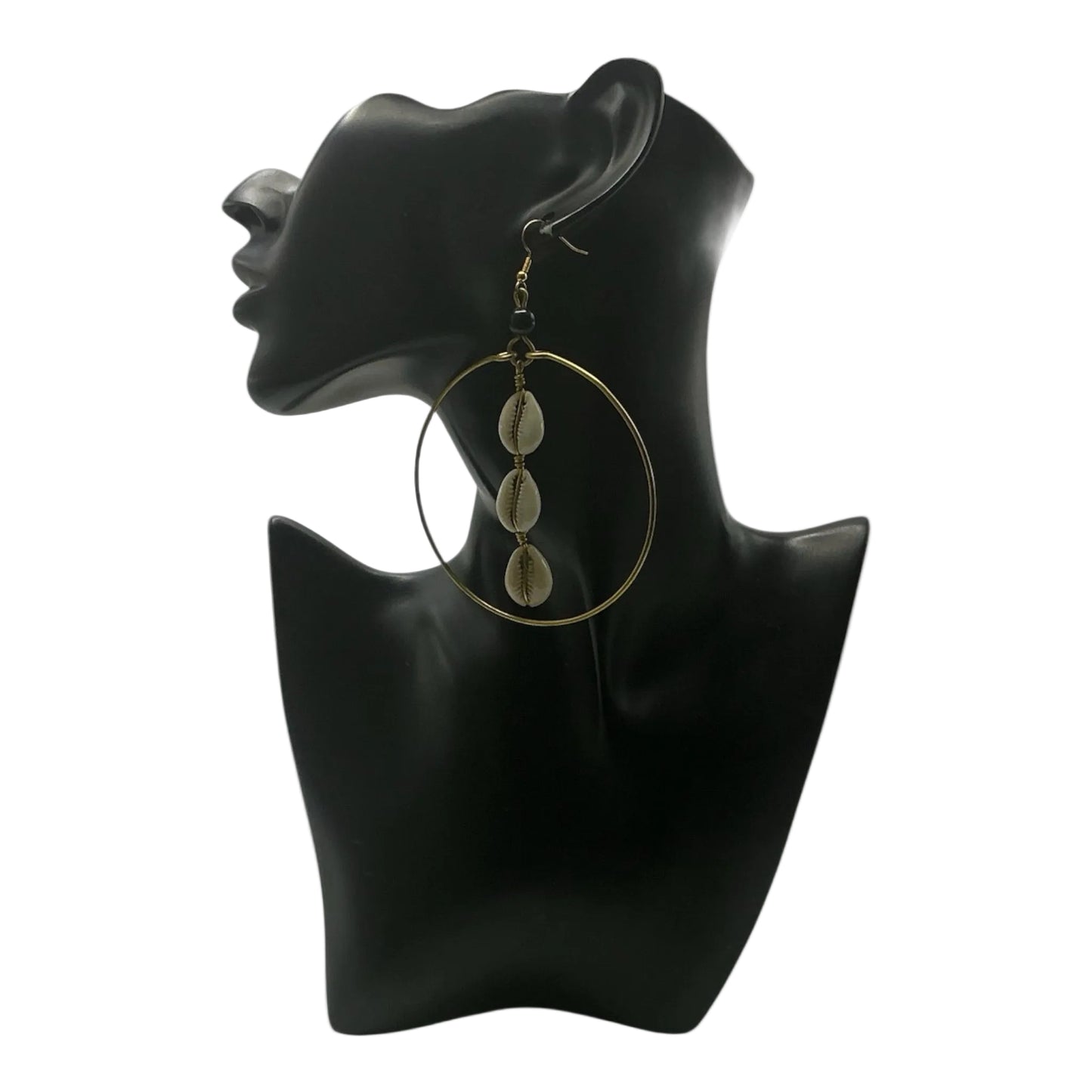 Triple Cowrie Hoop Earrings