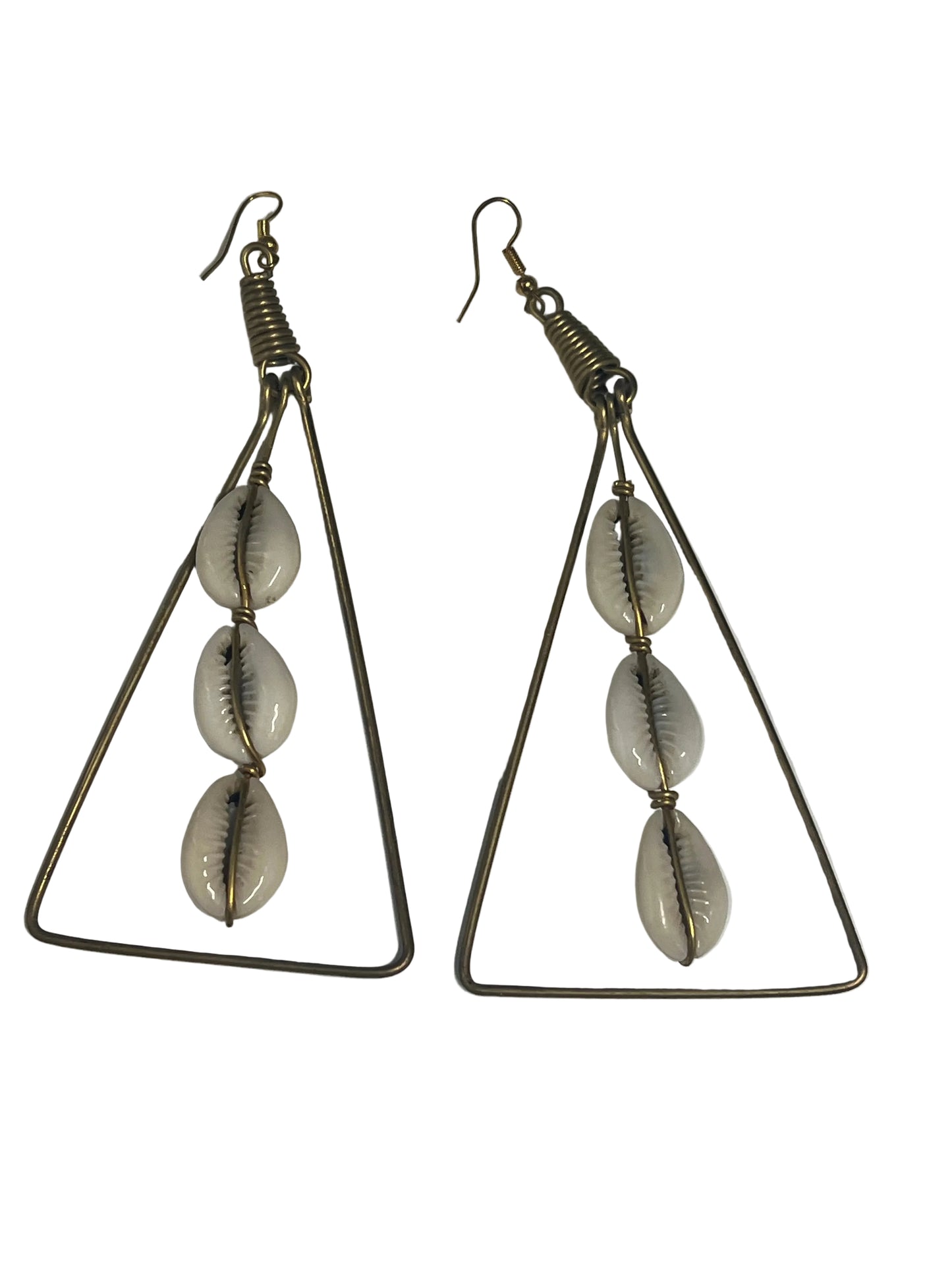 Cowrie Shell Triangle Statement Earrings