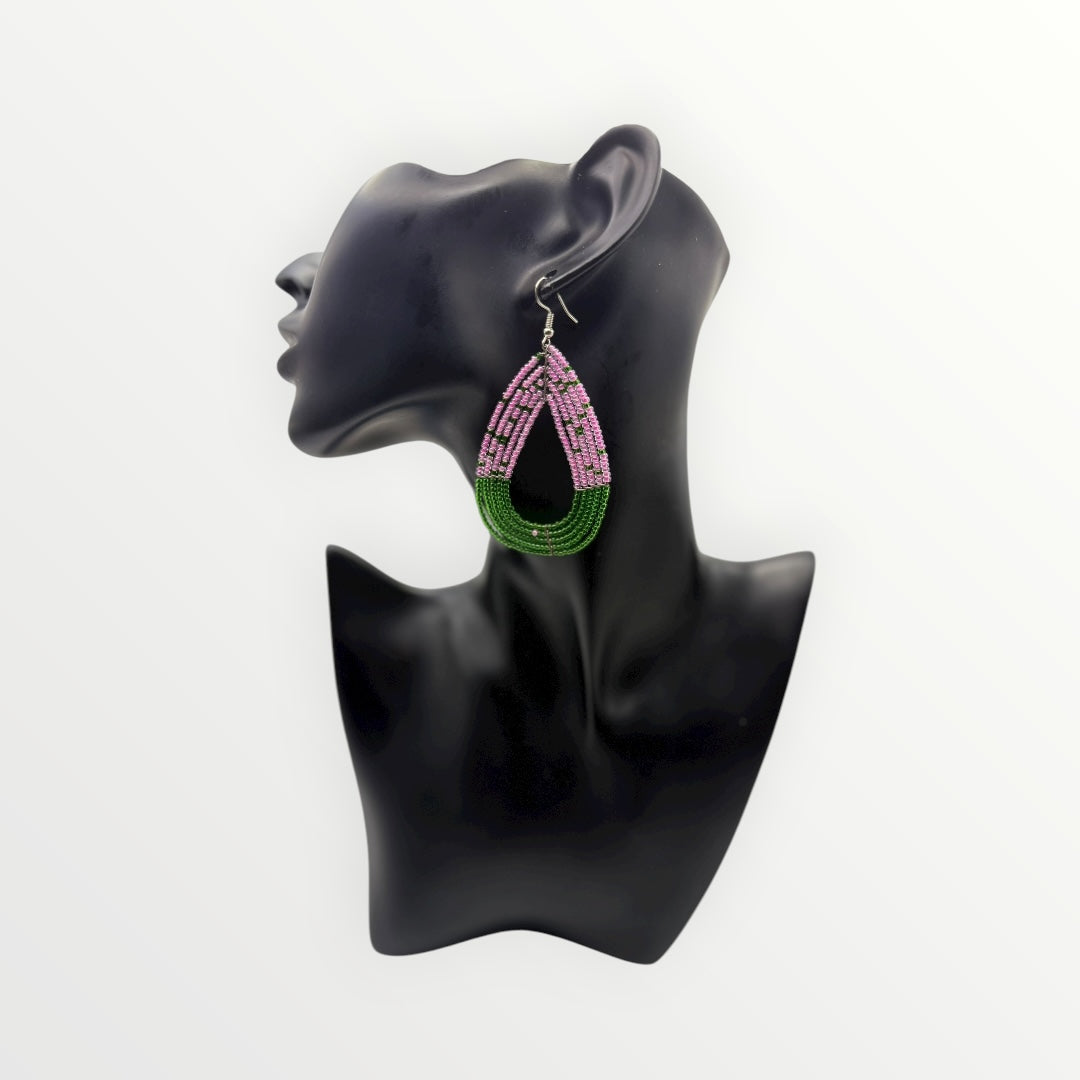 Beaded Maasai Tear Drop Earrings- Dual Tone ( Available in multiple colors)