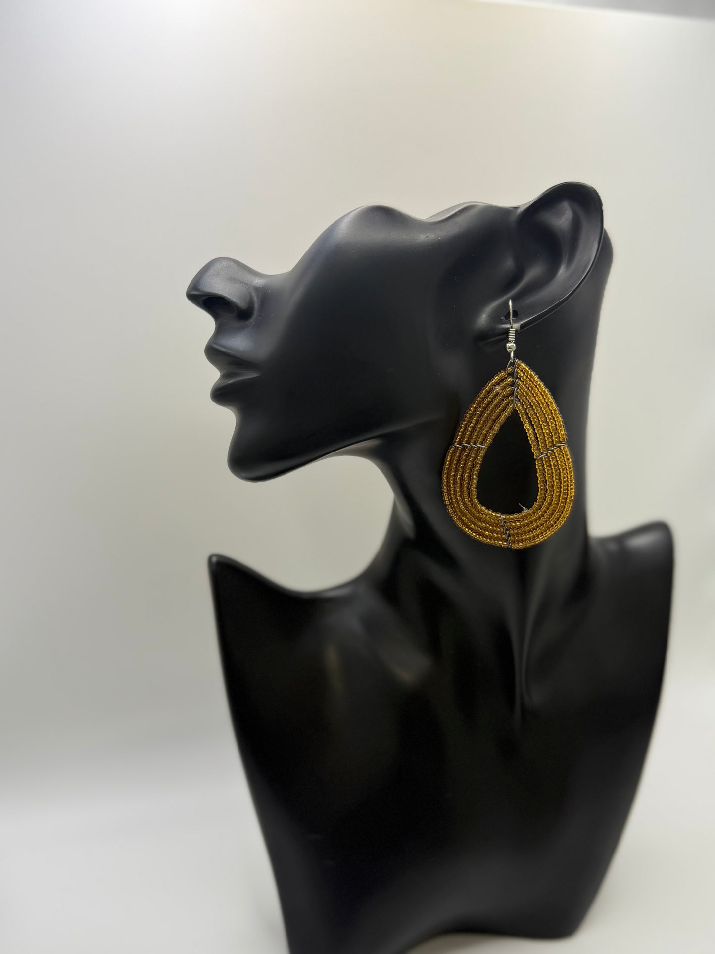 Beaded Maasai Tear Drop Earrings-Solid Color