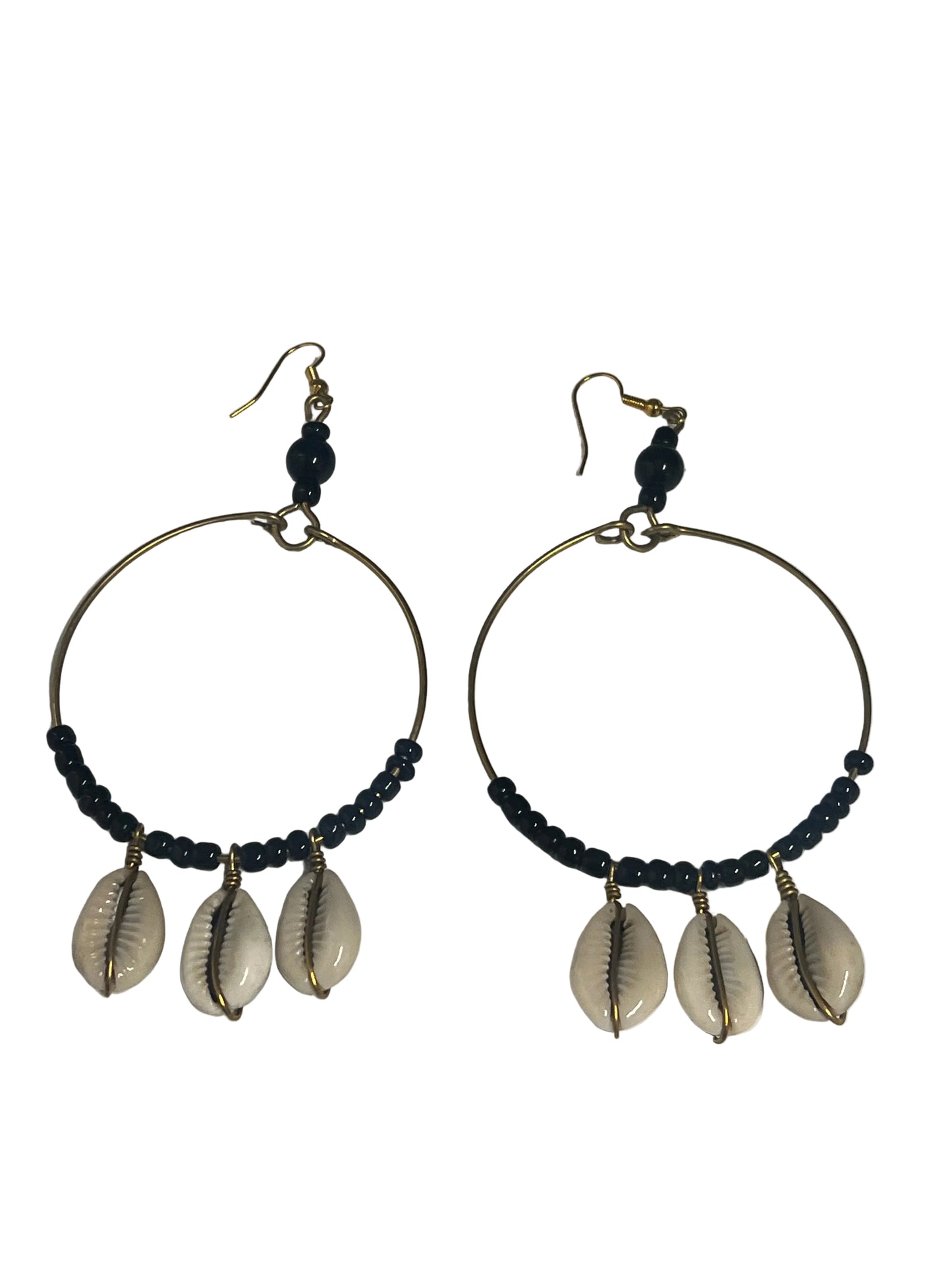 Cowrie Moon Hoop Earrings