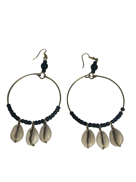 Cowrie Moon Hoop Earrings