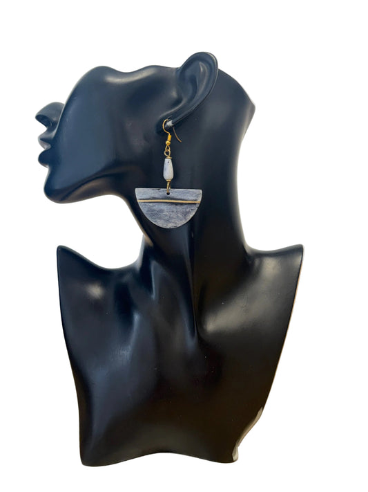 Bone & Stone  Gray Half-Moon Drop Earrings