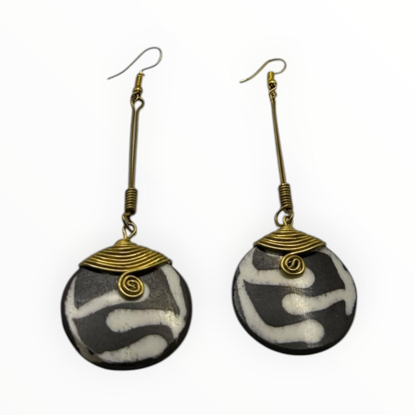 Safari Swirl Bone Disc Earrings