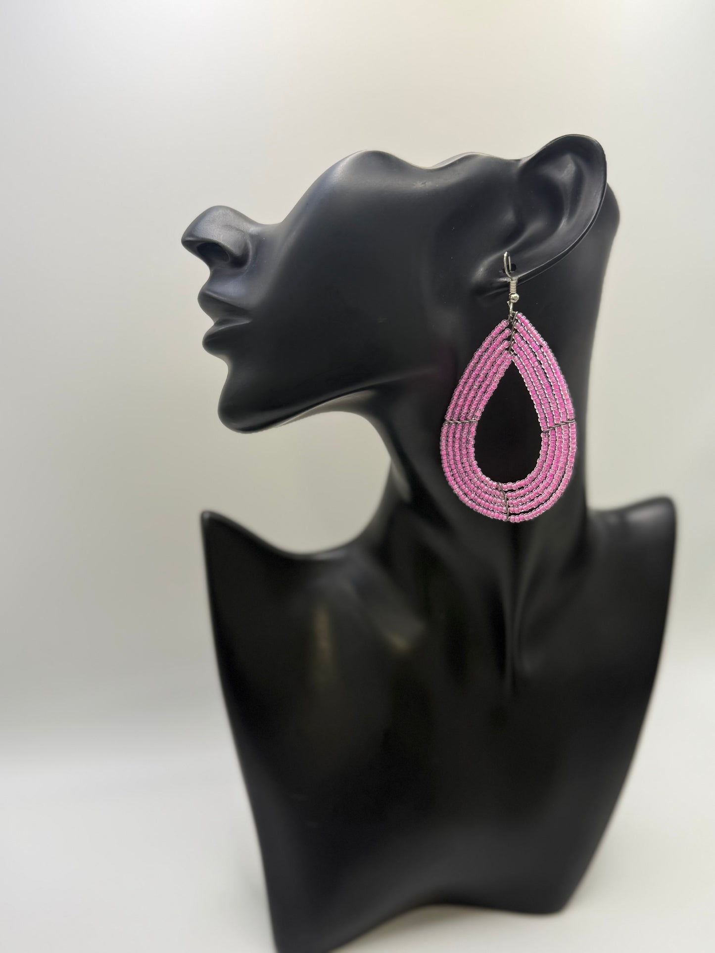 Beaded Maasai Tear Drop Earrings-Solid Color
