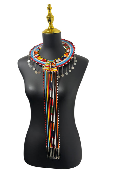 Traditional Maasai Wedding Necklace - Handmade Kenyan Ceremonial Beaded Collar