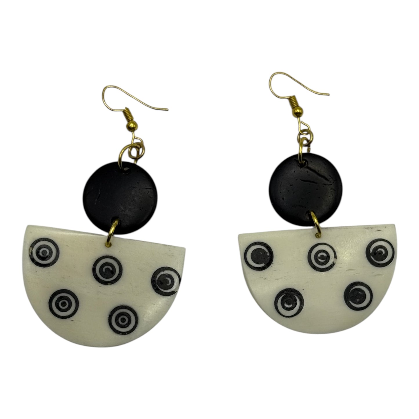 Ebony & Ivory Circle Drop Earrings
