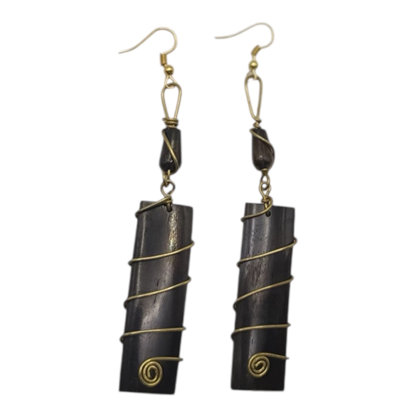 Rectangular Bone Coil Drop Earring