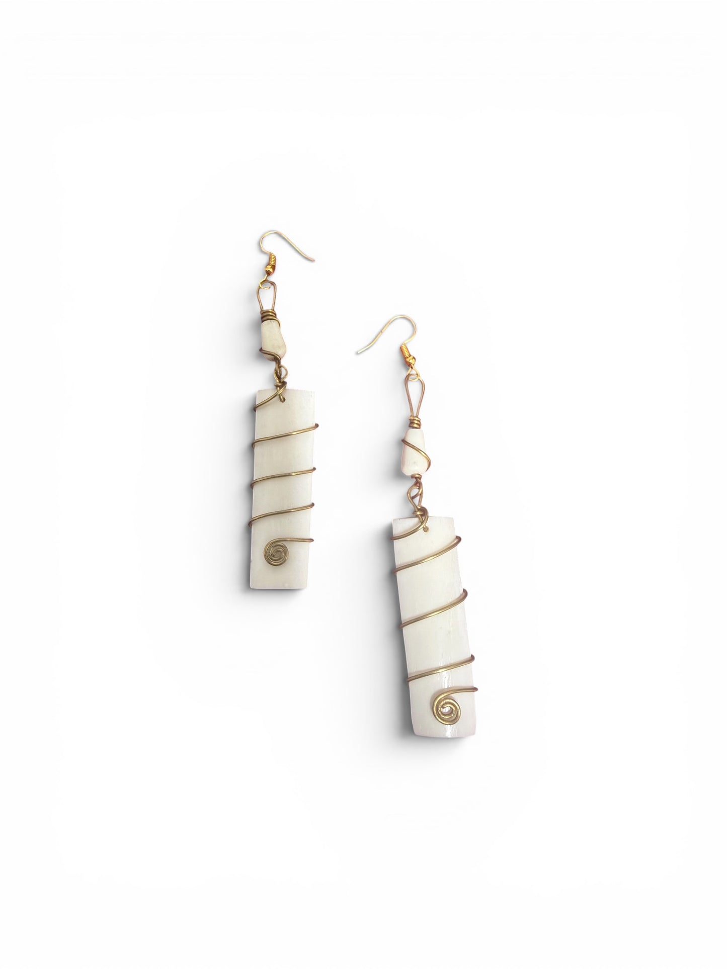 Rectangular Bone Coil Drop Earring