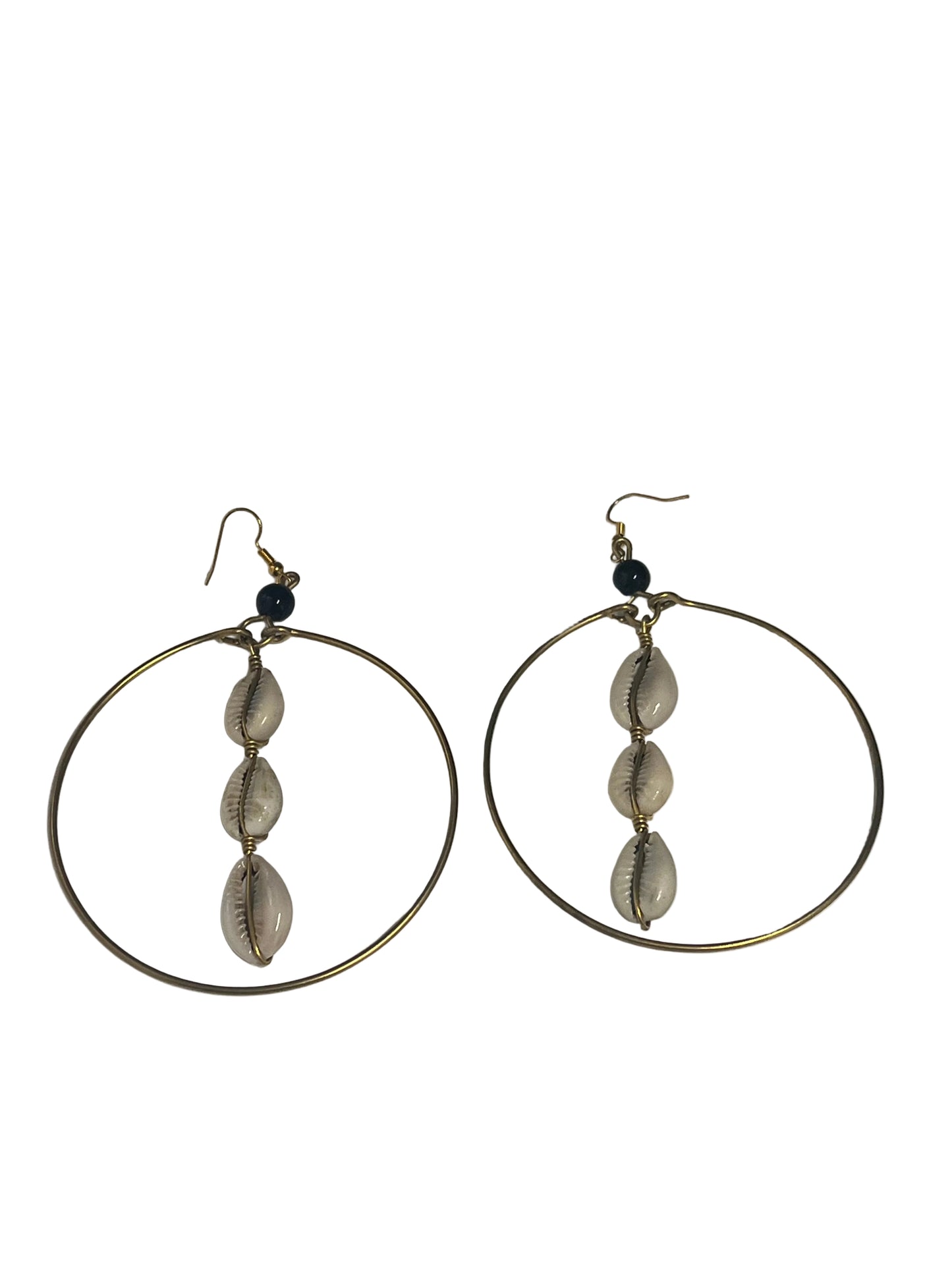 Triple Cowrie Hoop Earrings