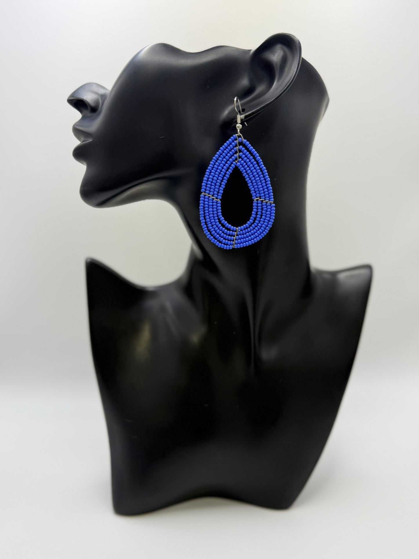 Beaded Maasai Tear Drop Earrings-Solid Color