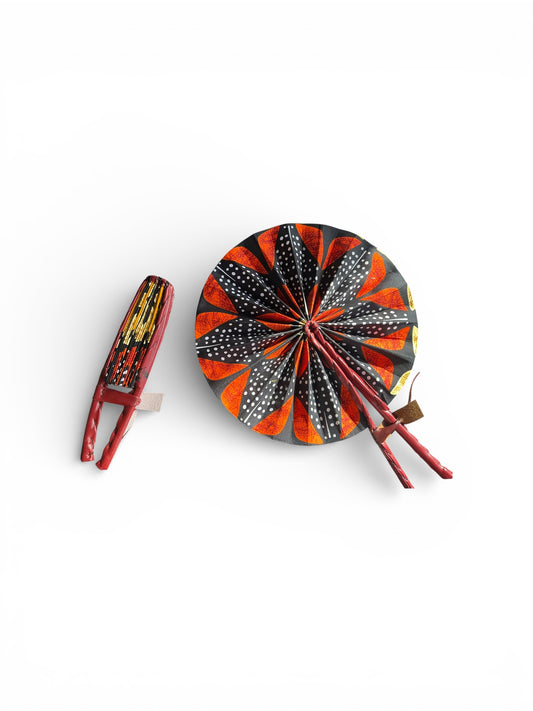 Takoradi Ankara & Leather Fan