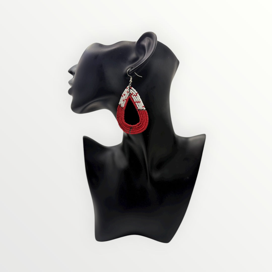 Beaded Maasai Tear Drop Earrings- Dual Tone ( Available in multiple colors)