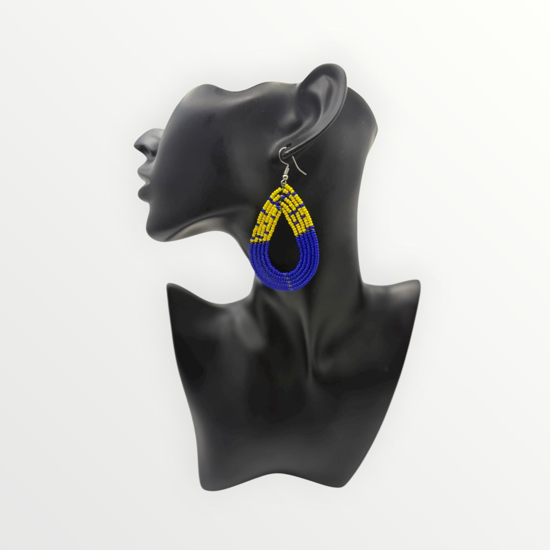 Beaded Maasai Tear Drop Earrings- Dual Tone ( Available in multiple colors)