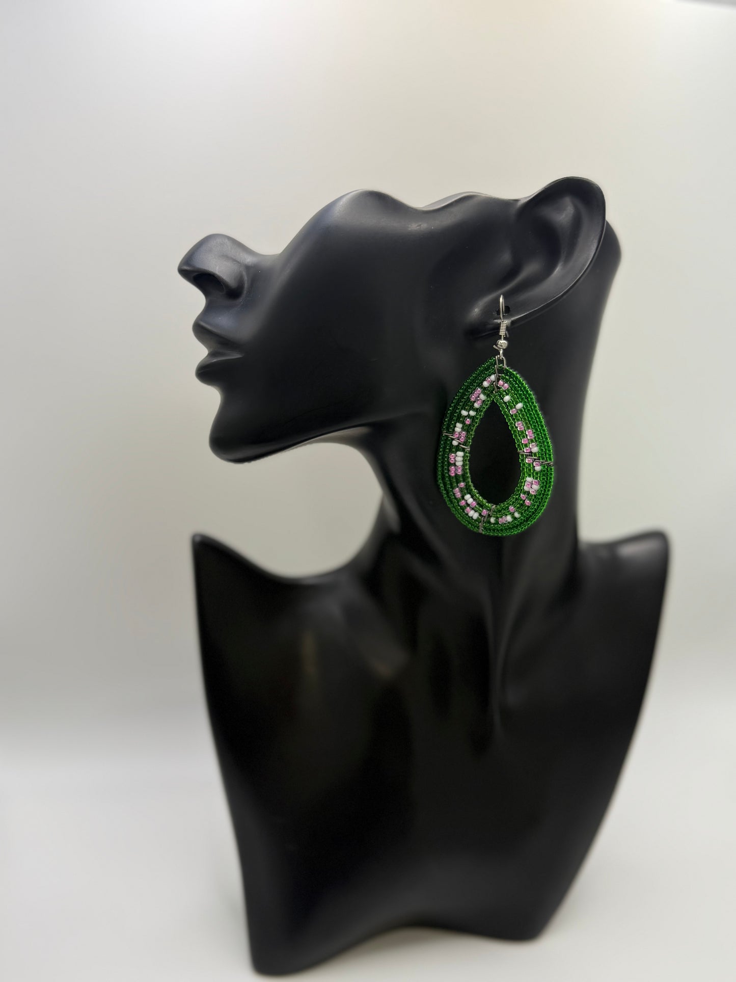 Beaded Maasai Tear Drop Earrings-Solid Color (Available in multiple colors)