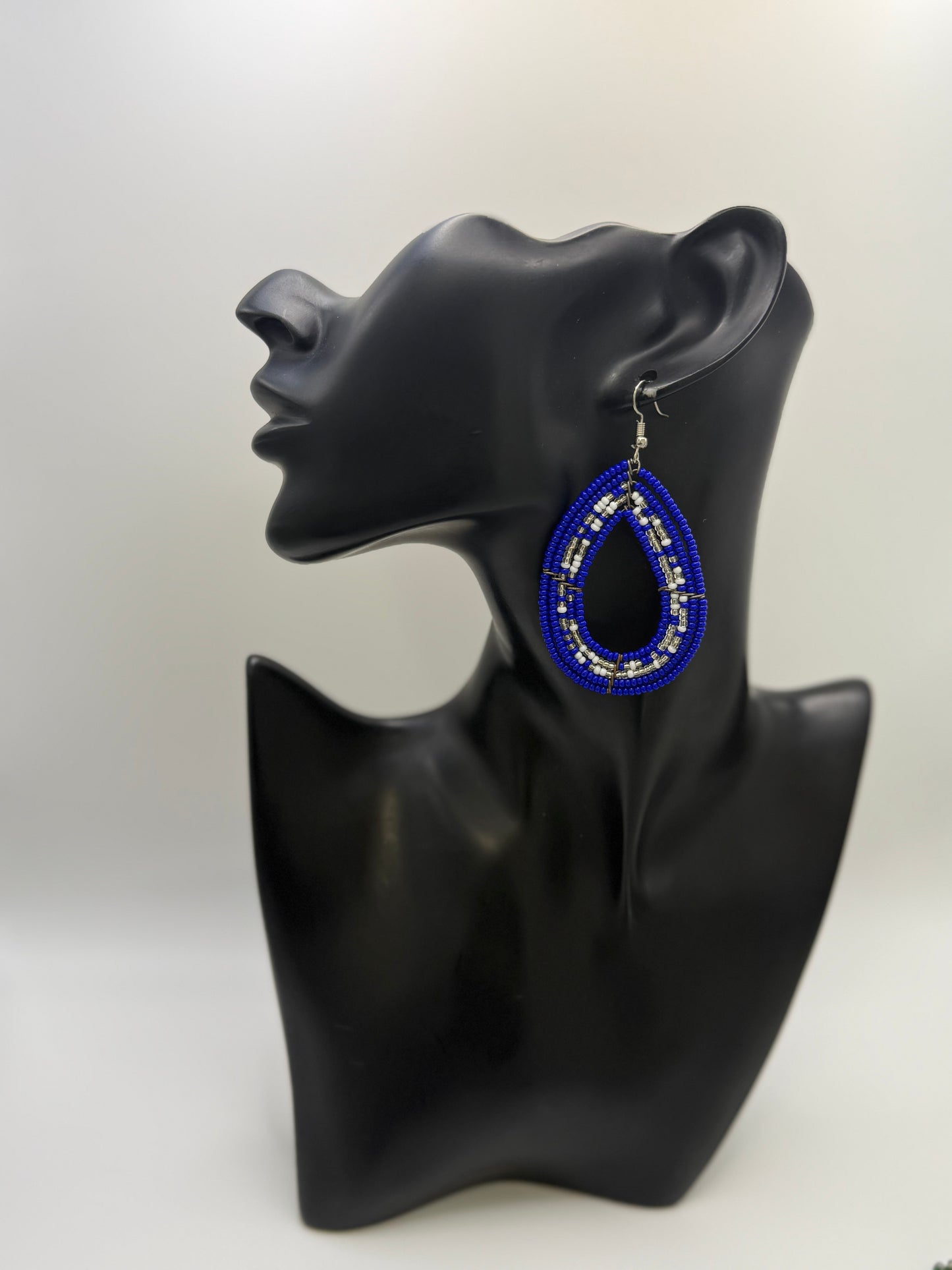 Beaded Maasai Tear Drop Earrings-Solid Color (Available in multiple colors)