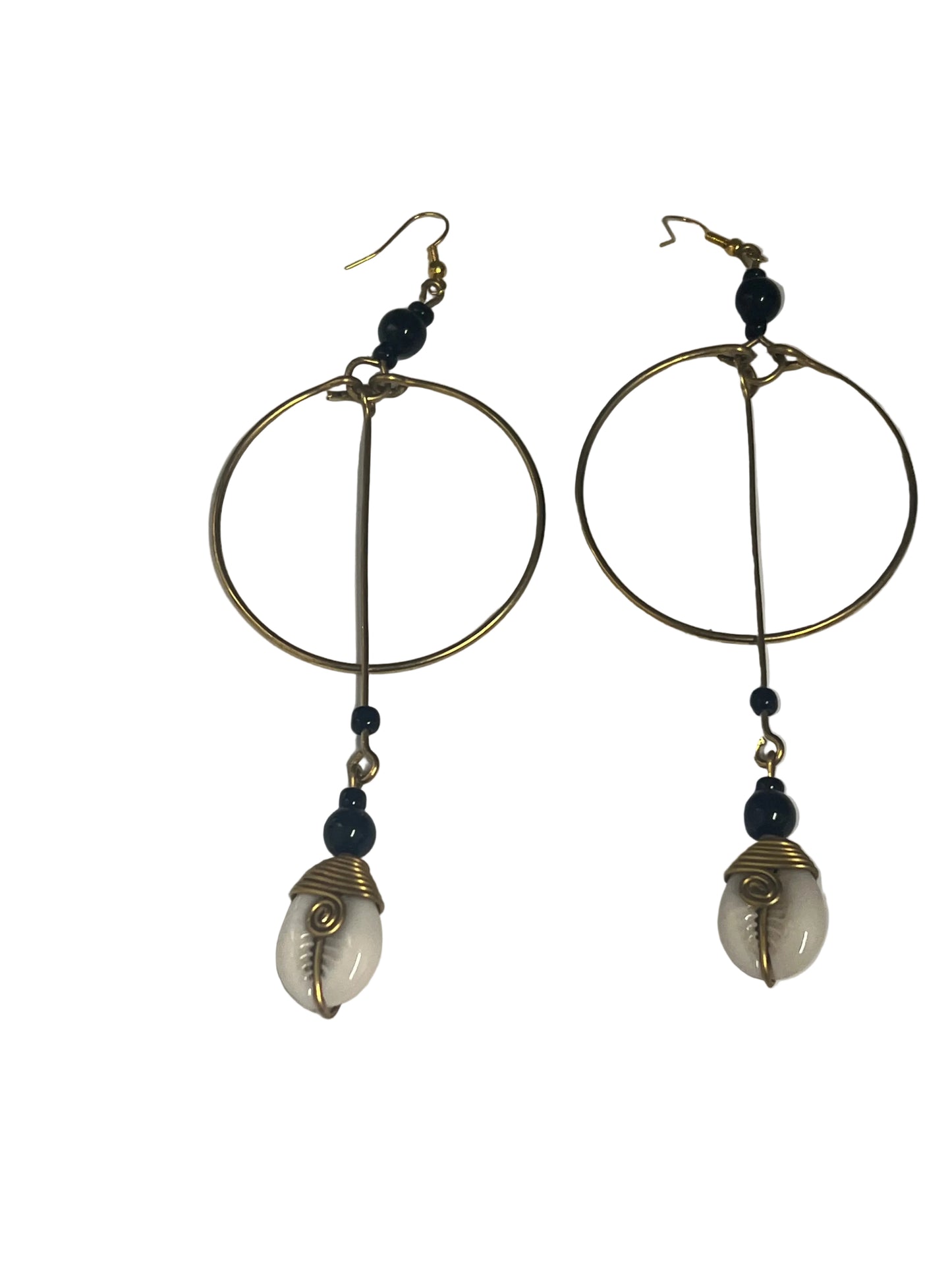 Kenya Brass & Cowry Shell Earrings