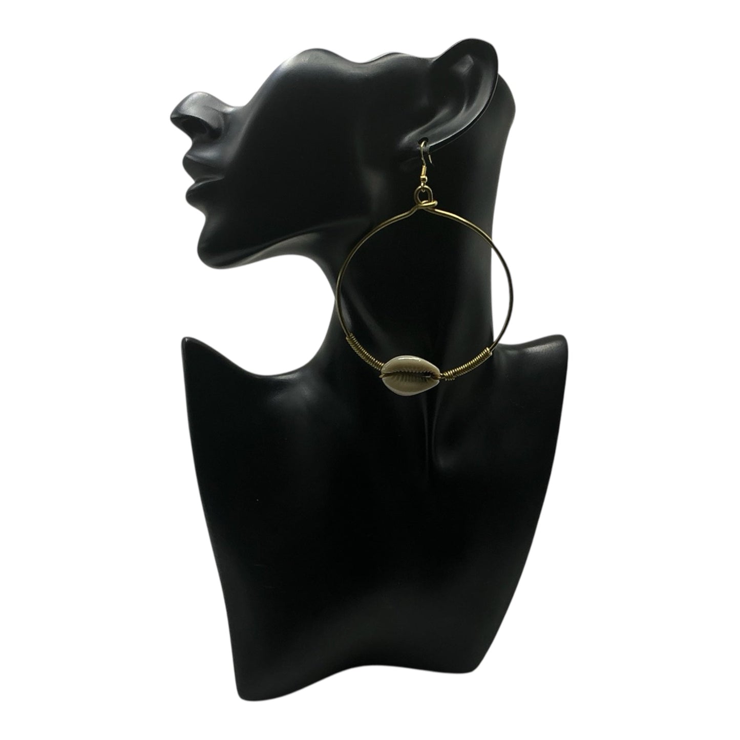 Handmade Kenyan Cowry Shell Minimalist Hoop Earrings - Artisan Brass Jewelry