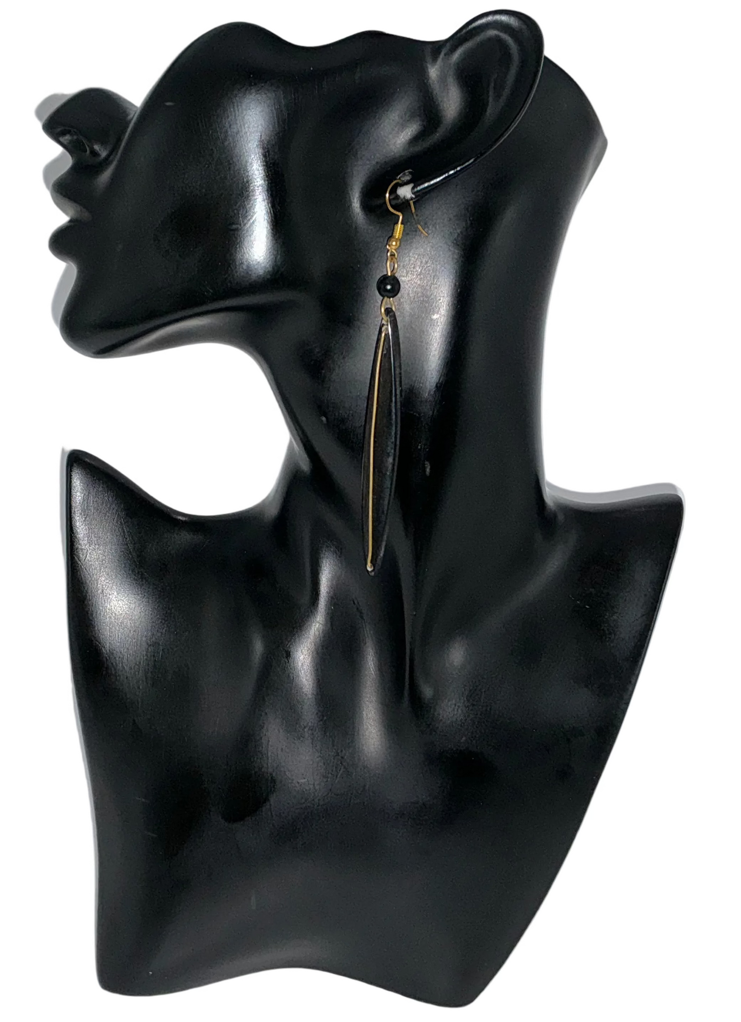 Cow Bone & Gold-Tone Drop Earrings