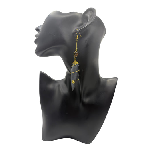 Golden Spine Cow Bone Earrings