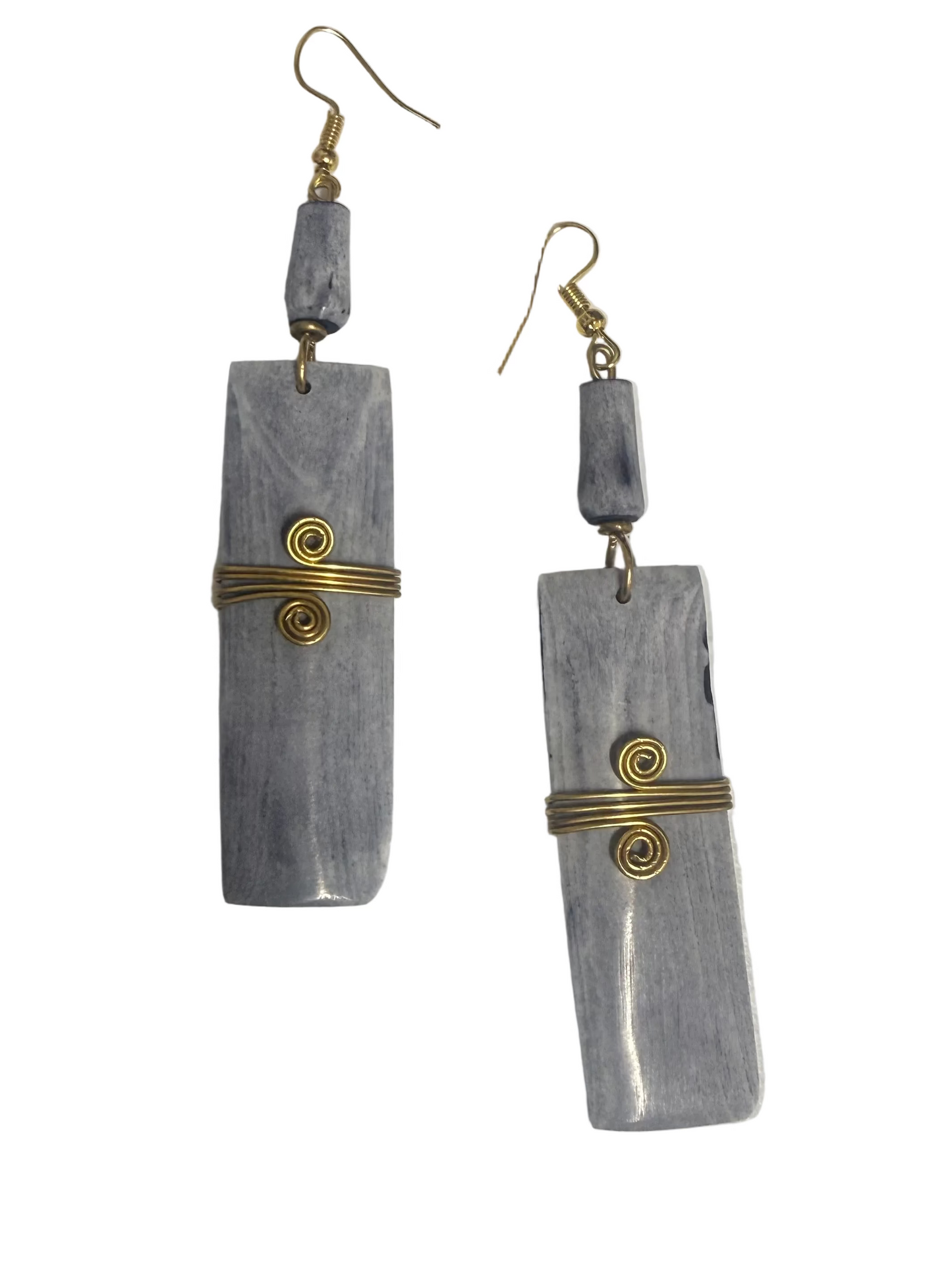 Handmade Cow Gray Bone Drop Earrings