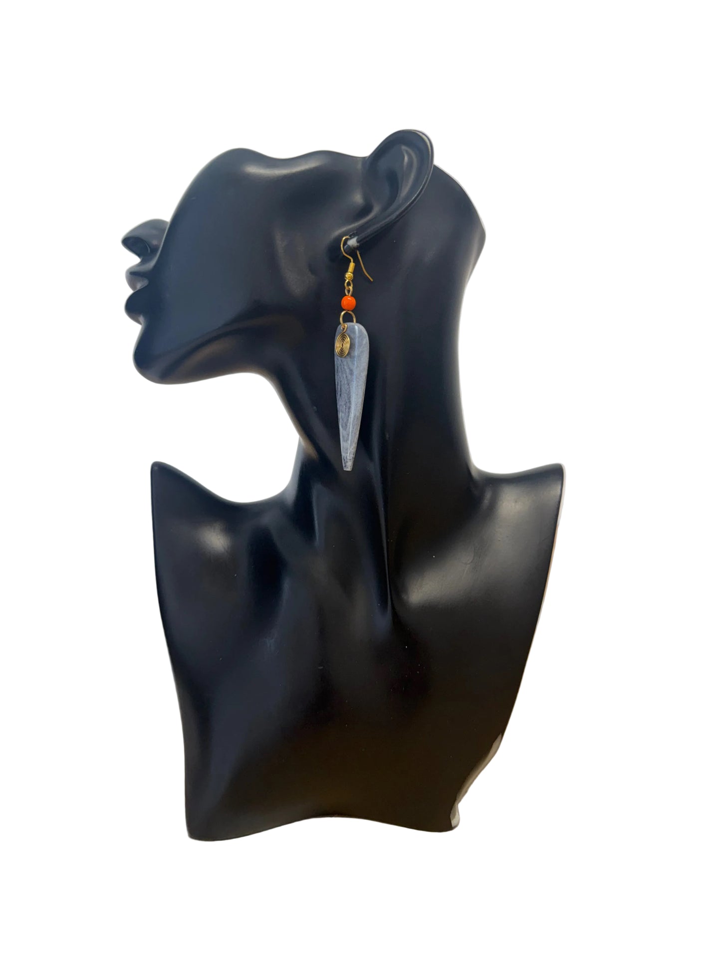 Bone Spike & Brass Spiral Drop Earrings