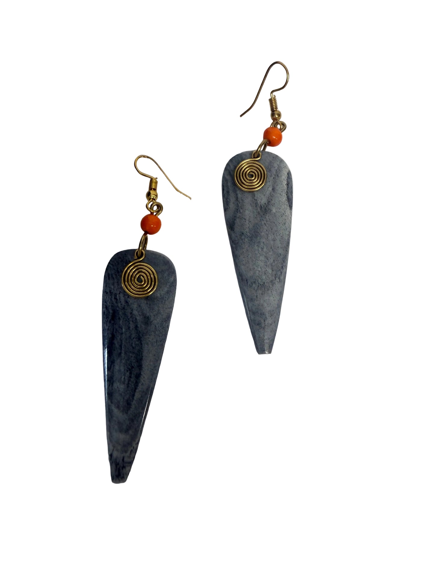 Bone Spike & Brass Spiral Drop Earrings