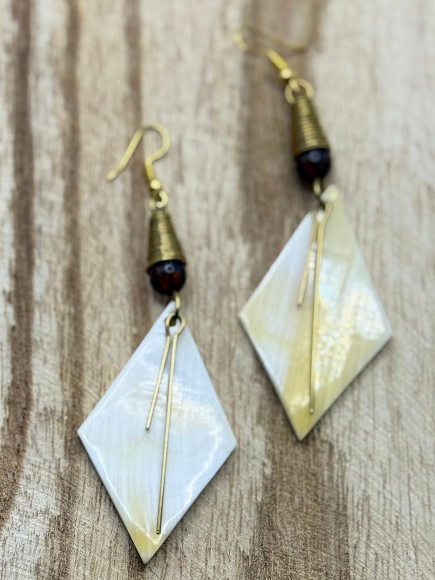 Golden Drift Diamond Horn Drop Earrings