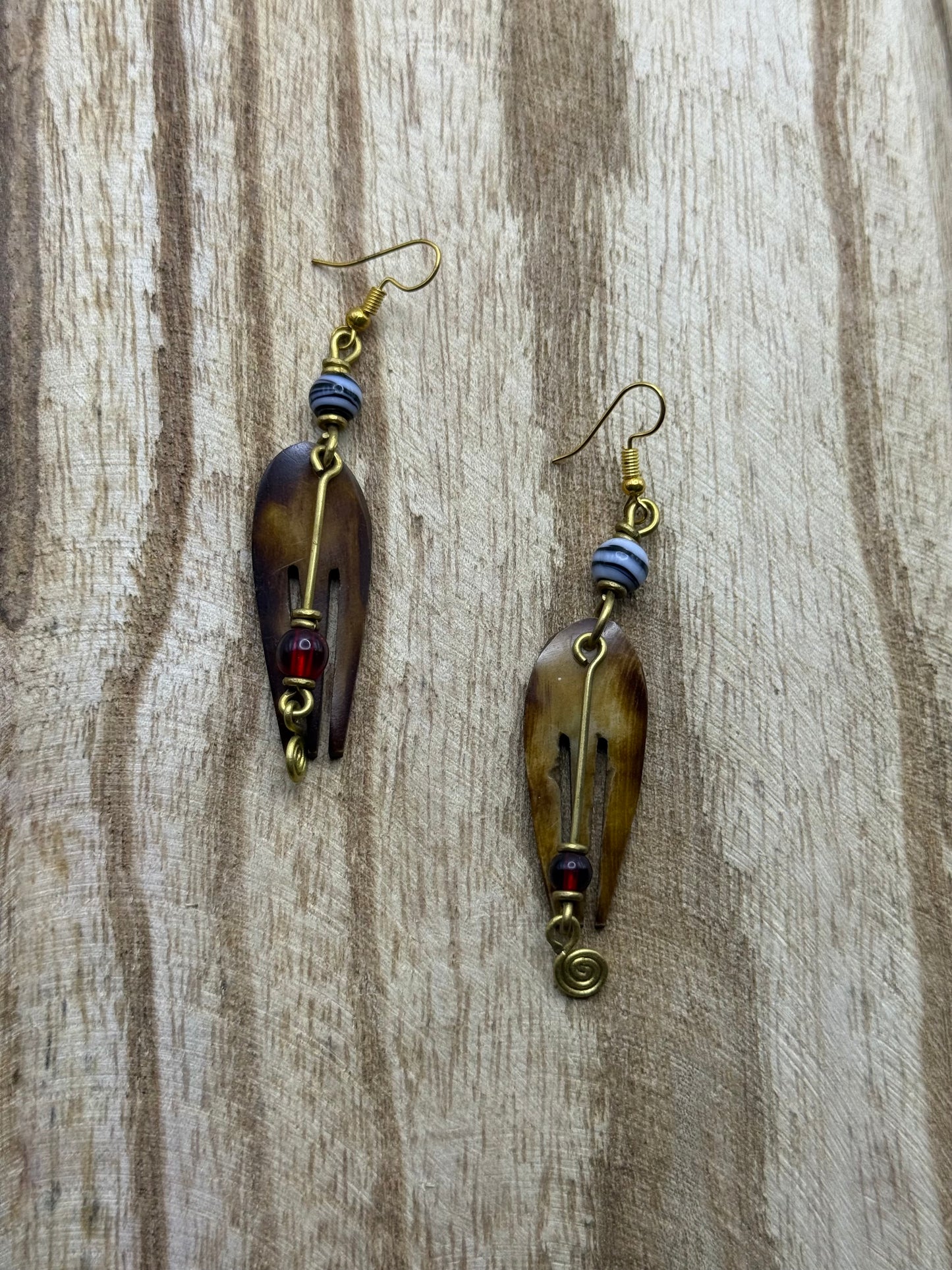Amber Spirit Horn Drop Earrings