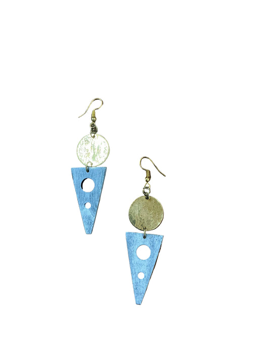 Brass and Bone Triangle Drop Earrings