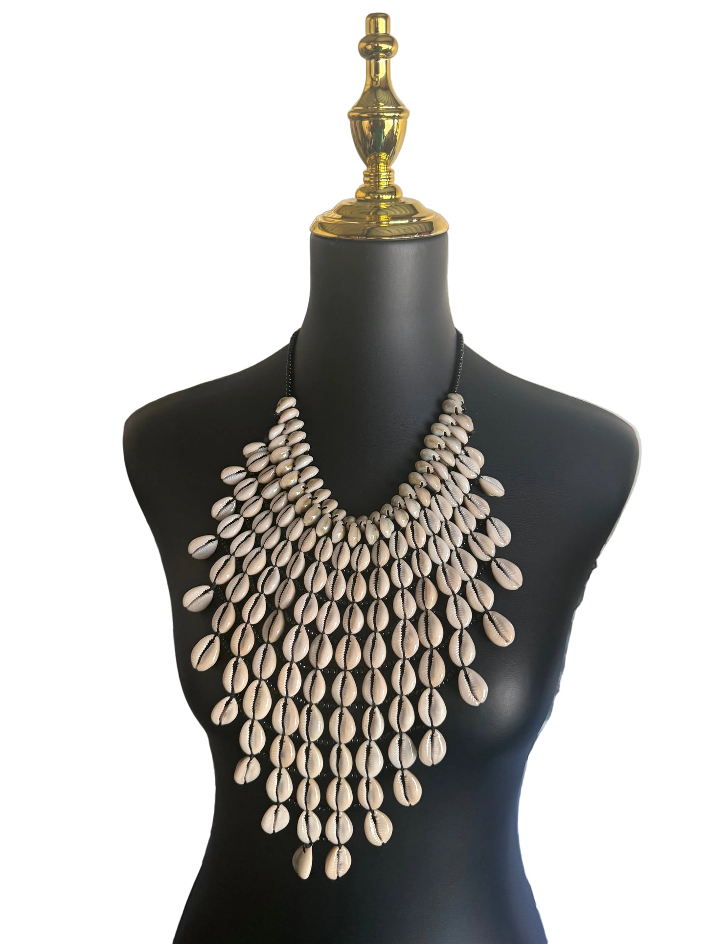 Luxury Cowrie Shell Bib Necklace - Dramatic Statement Piece for Special Occasions
