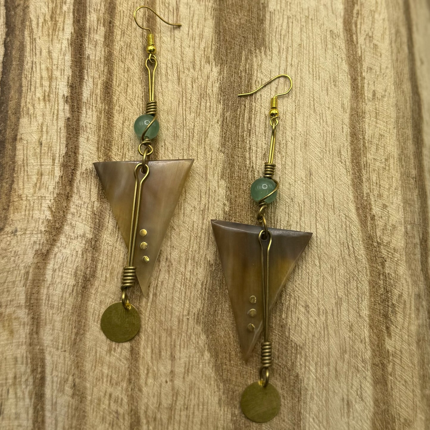 Bone Triangle & Bead Drop Earrings