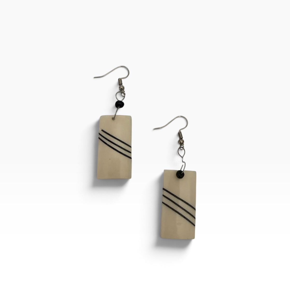 Cream Cow Bone Rectangle Earrings