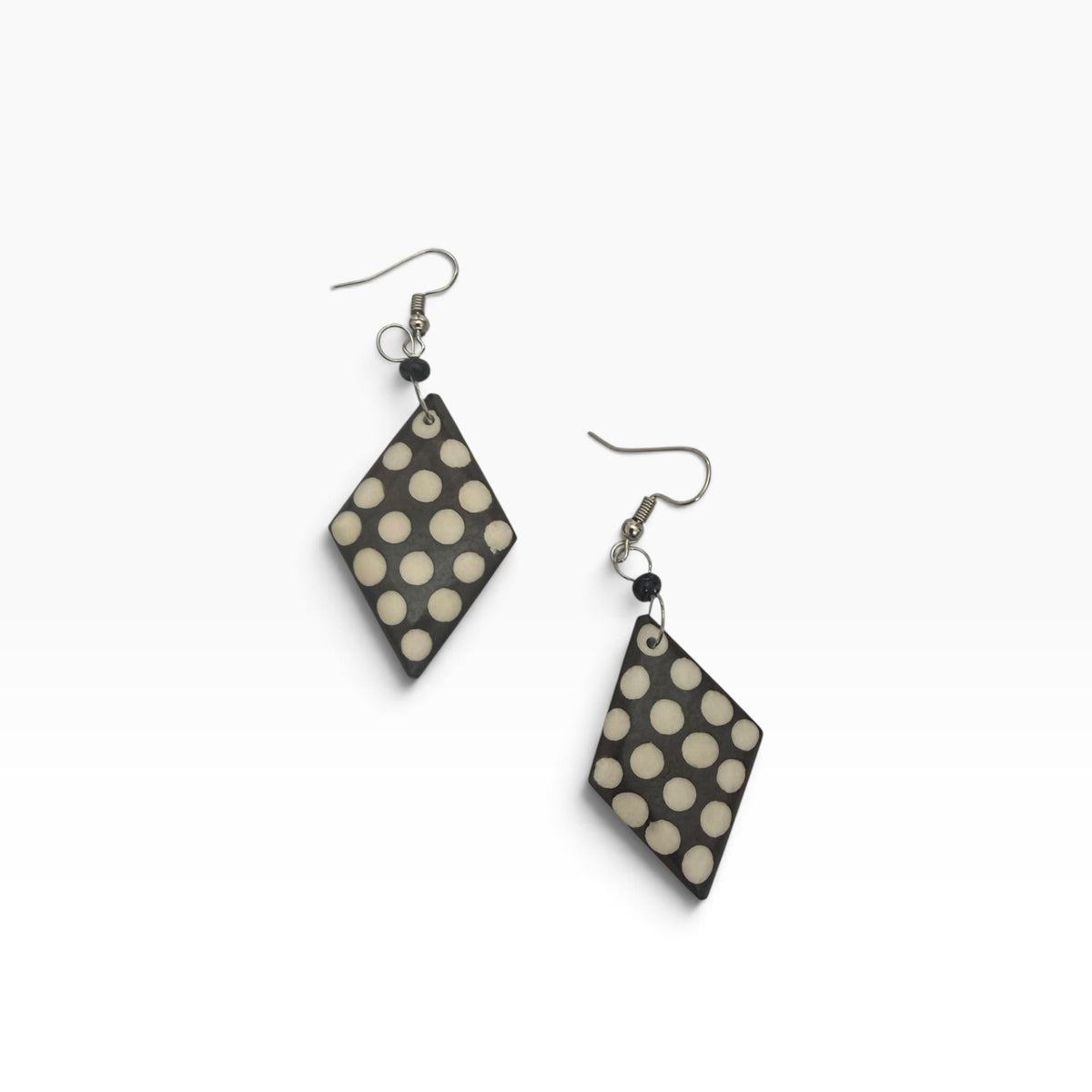 Diamond Batik Dyed Cow Bone Earrings