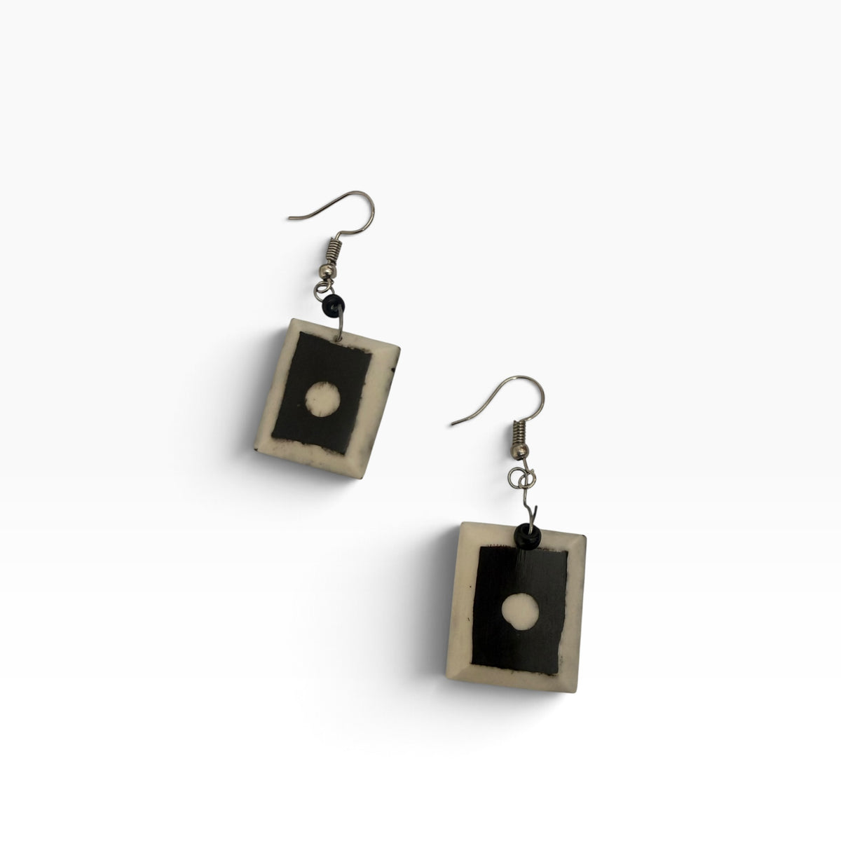 Square Batik Dyed Cow Bone Earrings