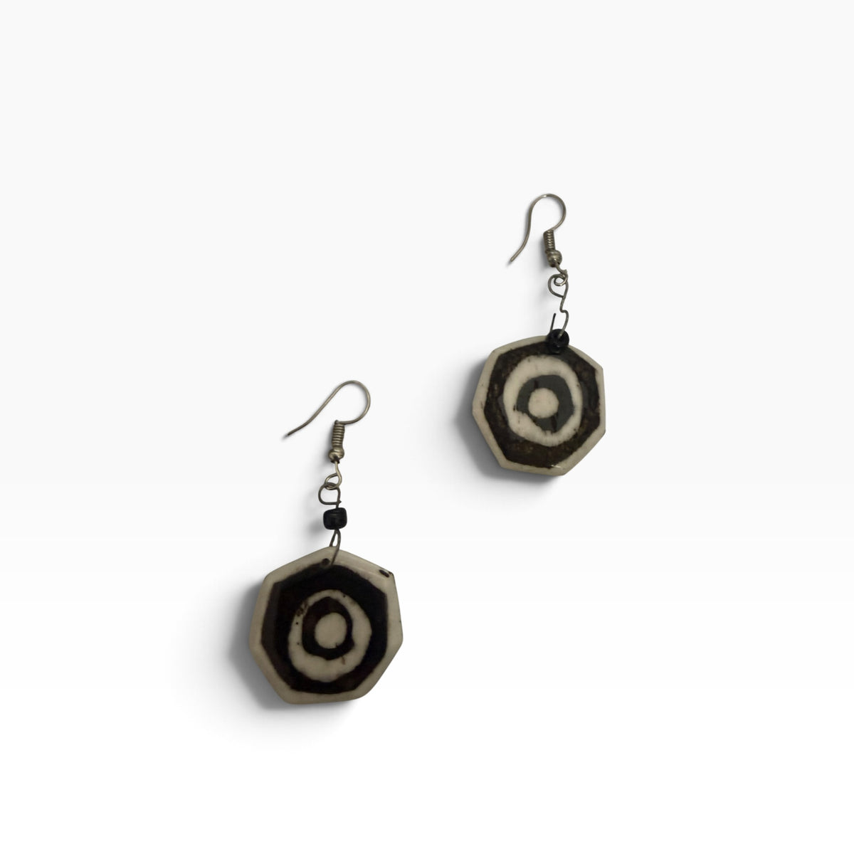 Circle Batik Dyed Cow Bone Earrings