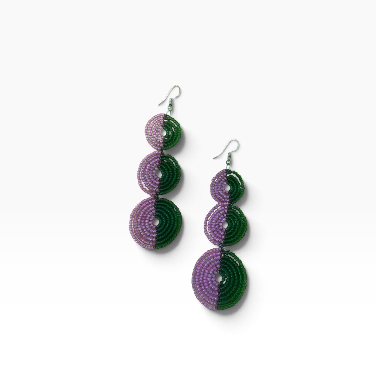 Two Tone Triple Drop Beaded Circles (Available in multiple colors)