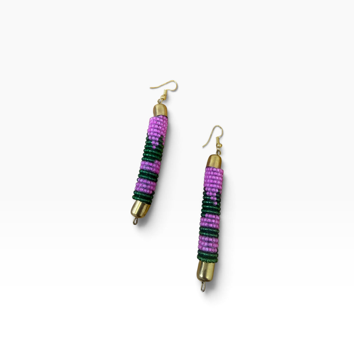 Chevron Column Beaded Earrings