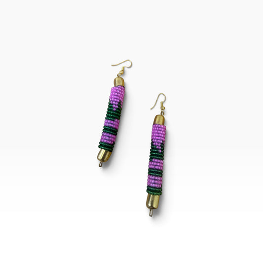 Chevron Column Beaded Earrings