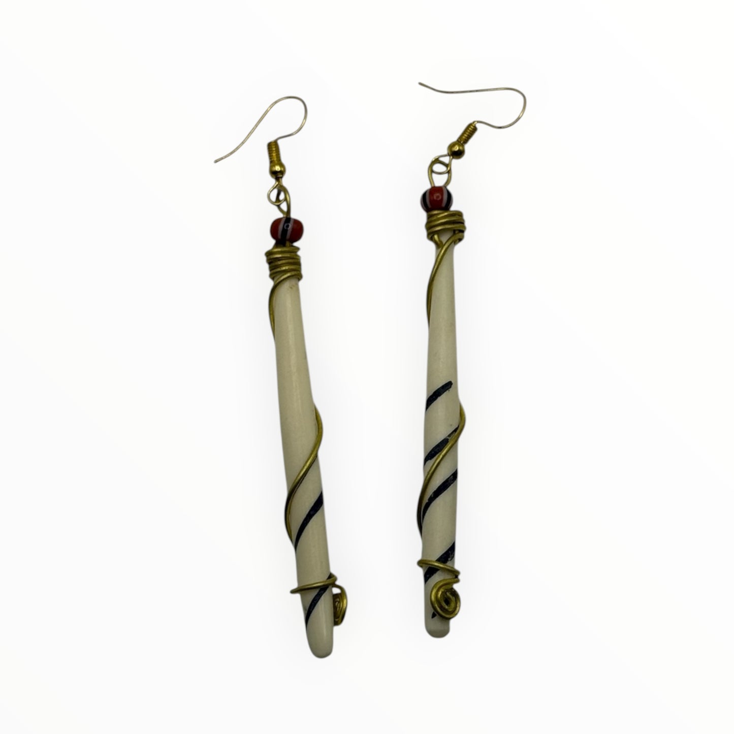 Ivory Spiral Bone Drop Earrings