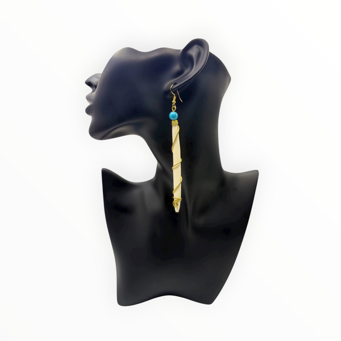 Azure Spiral Bone Drop Earrings