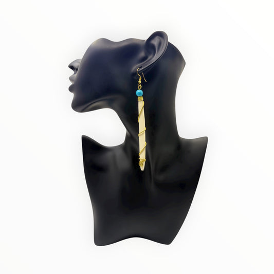 Azure Spiral Bone Drop Earrings