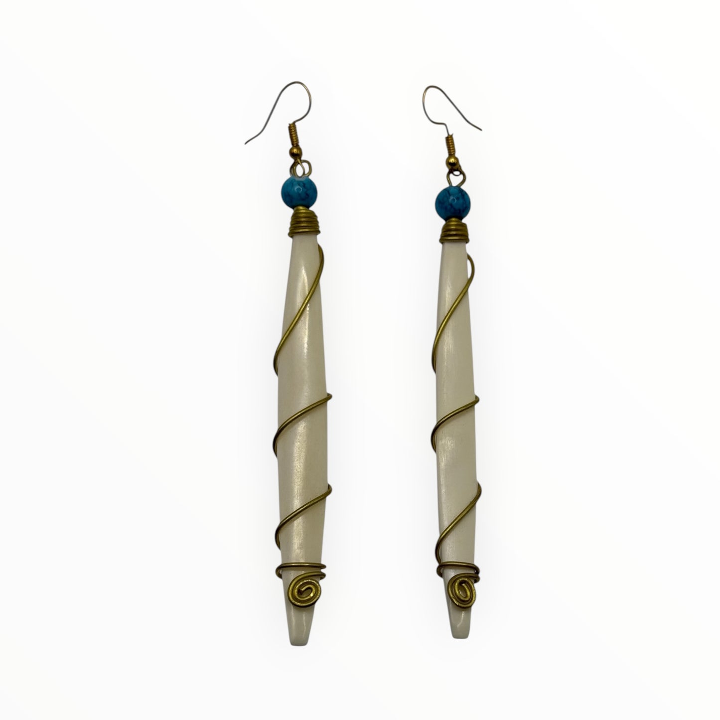 Azure Spiral Bone Drop Earrings