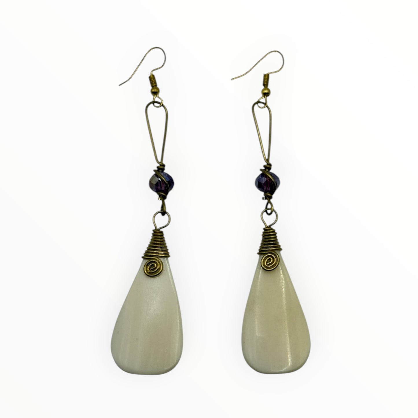 Golden Teardrop Bone Drop Earrings