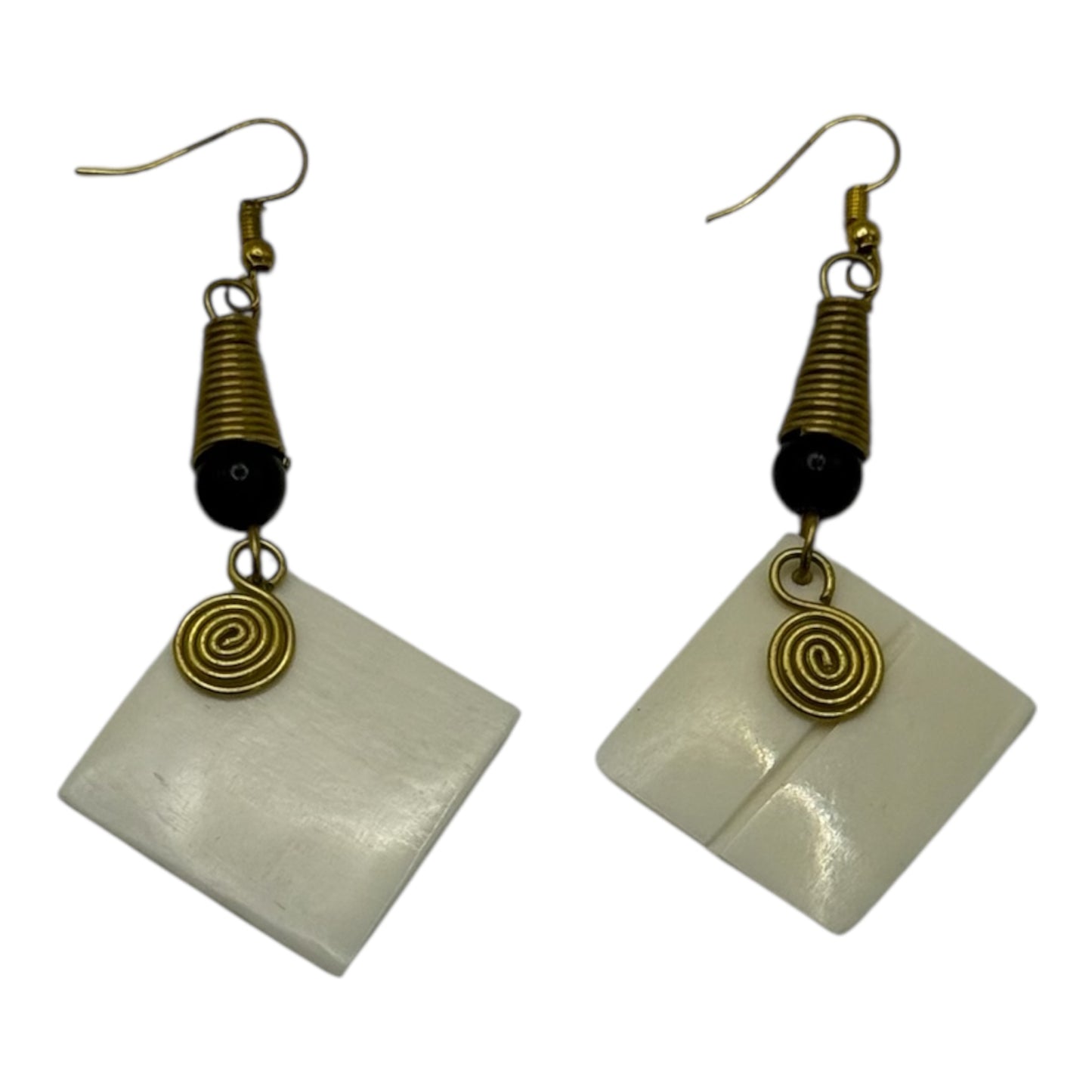 Ivory Diamond Bone Drop Earrings