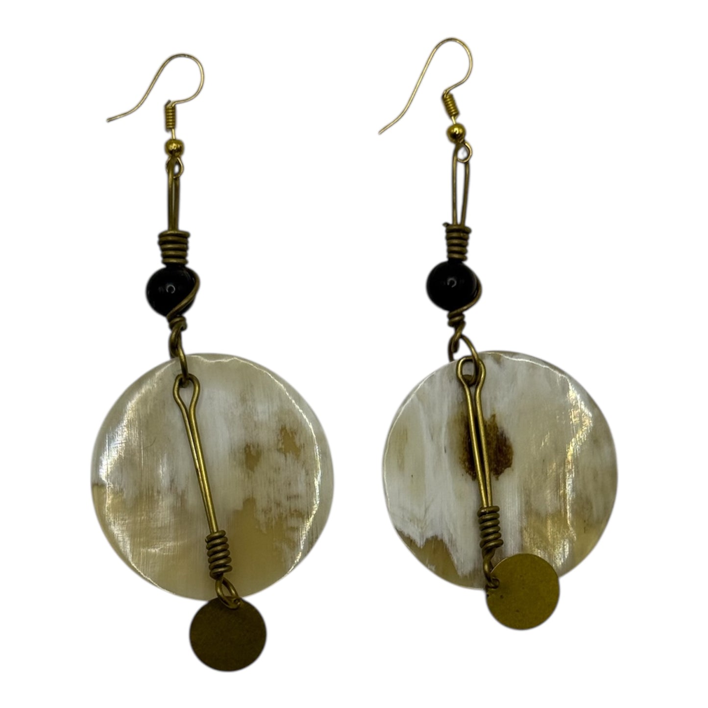 Marbled Circle Horn Drop Earrings